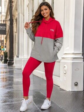 PINK Victoria's Secret Varsity Red and Gray Women's Sweatshirt